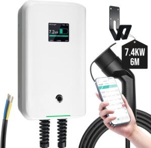 Borne de recharge VE Morec Typ Borne de recharge VE Morec Type 2 32A 7kW 6m Bluetooth/WiFi