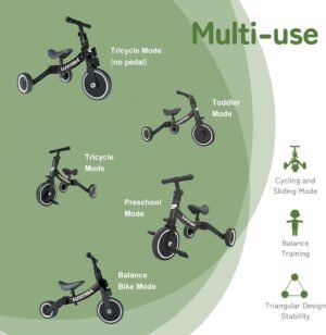 61TXjJcapIL._AC_SL1500_.jpg Tricycle évolutif 5-en-1 Besrey 1-4 ans Draisienne Noir