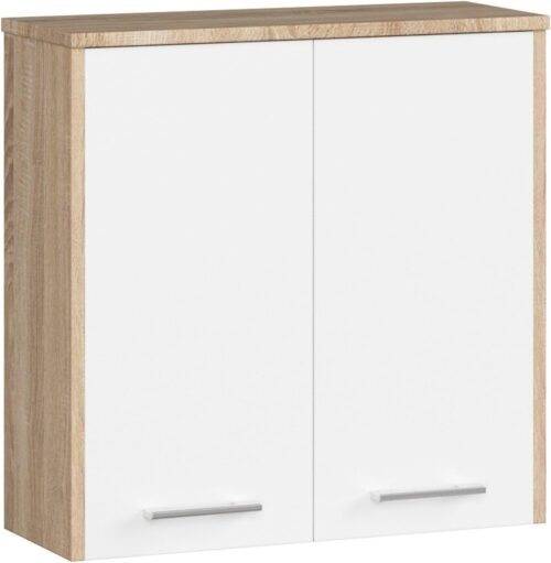 Meuble haut WC suspendu AKORD L60 2 portes Chêne/Blanc