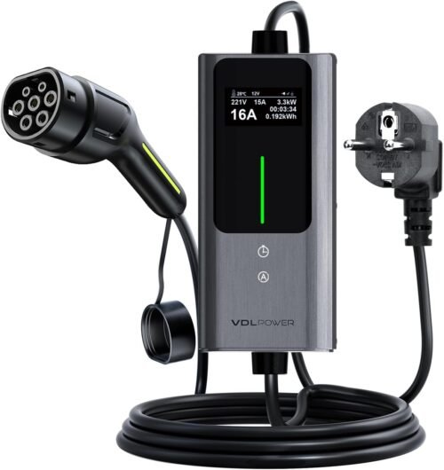 Chargeur voiture électrique Type 2 3,6 kW 5m courant 6-16A