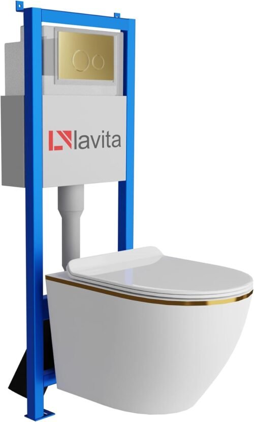 Élément mural WC 40 cm Lavita – kit complet sans rebord Or