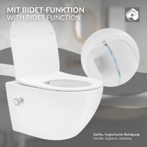 WC suspendu ECD Germany 54cm sans rebord, abattant Duroplast