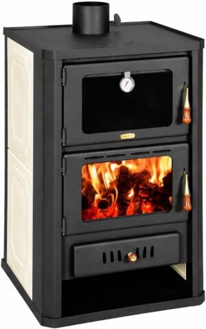 Poêle combustion bois 5+15 kW cuisinière arrière chaudière