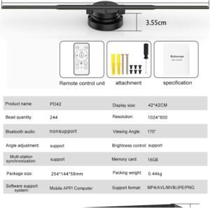 Projecteur hologramme 3D ventilateur 42 cm WiFi logo