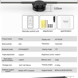 Projecteur holographique 3D 42 cm – 244 LED, contrôle appli