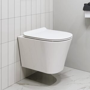 WC suspendu Rimfree 48 cm HOROW blanc, abattant SoftClose