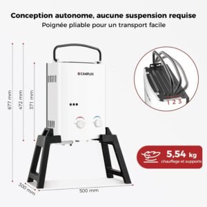Chauffe-eau gaz 5 L CAMPLUX - Pompe portable, propane/butane