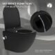 WC suspendu LuxeBath 49 cm sans rebord Noir Mat avec bidet