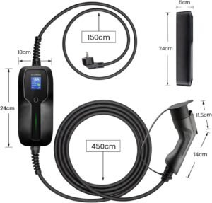 Chargeur voiture électrique Morec Type 1 2,2/3,6kW 10/16A 6m