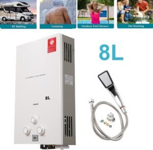Chauffe-eau gaz 8L 16 kW propane instantané - douche pluie