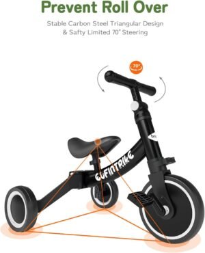 61ce0fm30eL._AC_SL1500_.jpg Tricycle évolutif 5-en-1 Besrey 1-4 ans Draisienne Noir