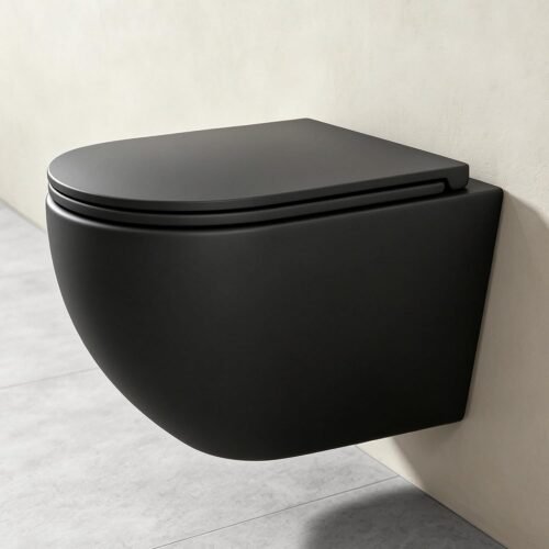 WC suspendu Doporro cuvette cé WC suspendu Doporro cuvette céramique noir mat abattant silencieux