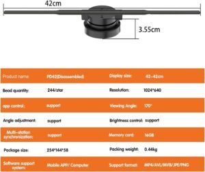 Projecteur hologramme 3D ventilateur 42 cm WiFi - logo