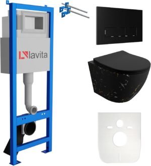 WC mural Lavita LAV 101 40 cm noir - kit complet sans bord