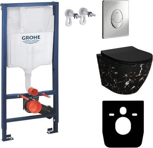 WC suspendu Sofi Slim Fire noi WC suspendu Sofi Slim Fire noir sans bord - kit LAVITA