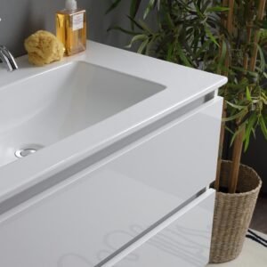 Meuble salle de bain suspendu 80 cm Kiamami Valentina blanc brillant
