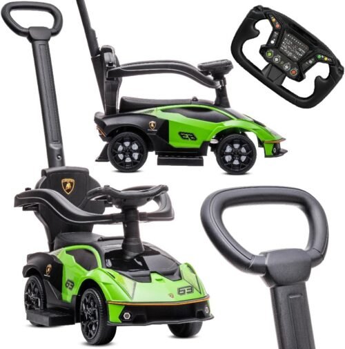 Porteur auto enfant 12 mois volant audio rangement vert