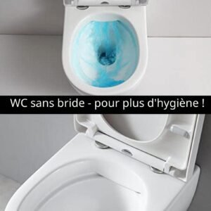 WC suspendu BERNSTEIN sans rebords blanc abattant standard