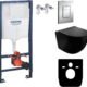 WC suspendu GROHE noir sans rebord, kit complet encastré