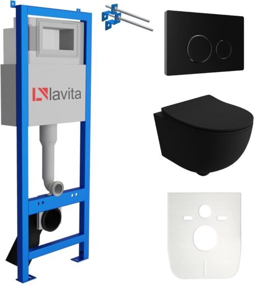 Élément mural WC 40 cm Lavita - kit noir sans bord