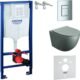 WC suspendu LAVITA Sinto gris sans bord - kit complet