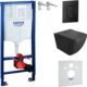 WC suspendu Onil noir sans bord Kit complet encastré Lavita
