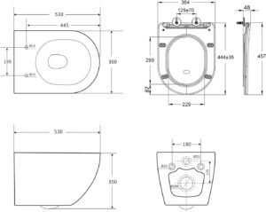 WC de douche suspendu fonction bidet 53 x 36 x 35 cm