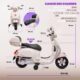 Scooter électrique enfant Vespa Blanc, MP3 et coffre