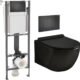 Cuvette suspendue sans bride, bâti initio, plaque noir mat