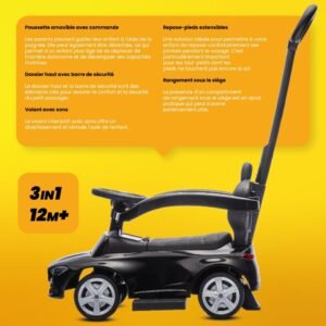 Porteur enfant 1 an Mercedes AMG C63 Sun Baby - Noir