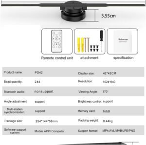 Projecteur ventilateur holographique 3D 42 cm 244 LED - App