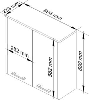 Meuble haut WC suspendu AKORD L60 2 portes Chêne/Blanc