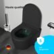 WC suspendu Prime Fit noir sans rebord, plaque et abattant