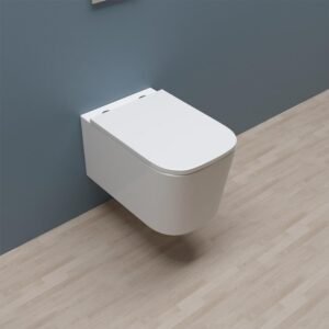 WC suspendu AICA sans bride, abattant soft-close blanc