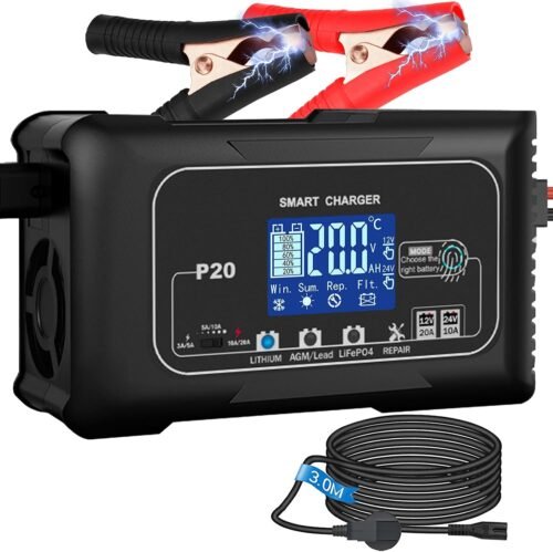 Chargeur de batterie 20A 12/24V HTRC mainteneur désulfateur LCD