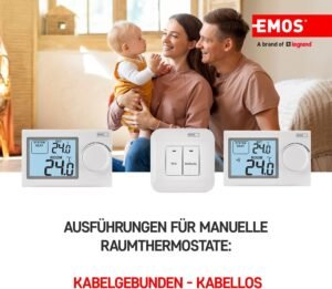 Thermostat numérique EMOS filaire LCD 5-35°C pose en surface
