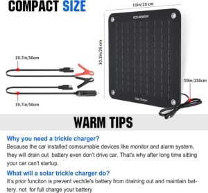 Mainteneur de batterie 12V pour voiture ECO-WORTHY 10W