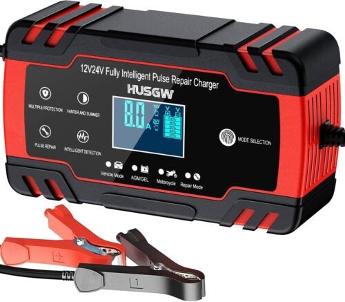 Chargeur batterie voiture 12V/24V 8A, maintien de charge