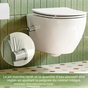 WC de douche suspendu fonction bidet 53 x 36 x 35 cm