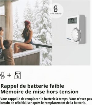 Thermostat programmable sans fil pour chaudière contact sec