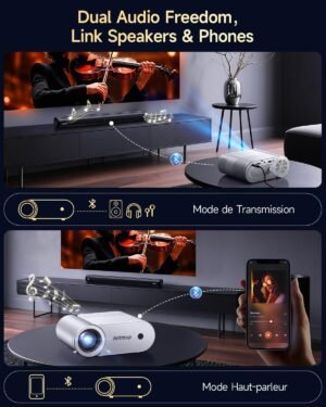 Mini vidéoprojecteur 1080p Wi‑Fi Bluetooth 200" HDMI/USB