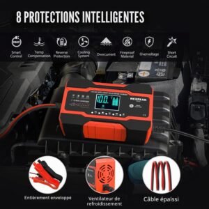 Chargeur batterie voiture 10A NEXPEAK 12/24V avec écran LCD