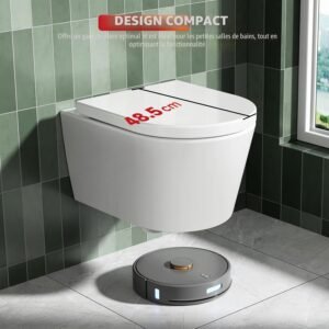WC suspendu Rainsworth sans rebord, rinçage fort, 48,5 cm