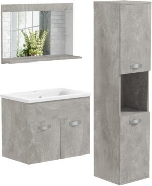 Meubles de salle de bain kleankin ensemble mural gris