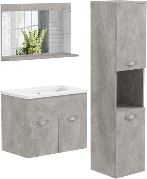 Meubles de salle de bain klean Meubles de salle de bain kleankin ensemble mural gris