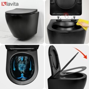 WC suspendu GROHE noir sans rebord, kit complet encastré