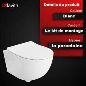WC suspendu LAVITA Brava, abattant abaissement automatique