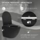 WC suspendu LuxeBath 49 cm sans rebord Noir Mat avec bidet