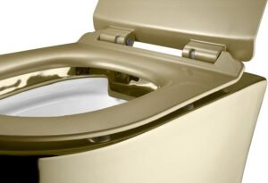 WC suspendu doré - cuvette céramique avec siège softclose