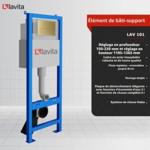 Lavita Élément mural WC Sofi Slim Gold 40 cm Kit complet